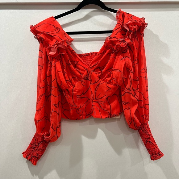 Hutch Vibrant Red Floral Blouse - Picture 1 of 8